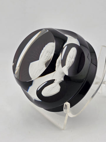 Vintage 1976 Baccarat Glass Sulphide Paperweight JEAN-JACQUES ROUSSEAU. Signed.