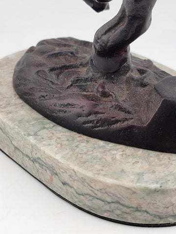 Antique Bronze Statue After Moreau Angel Swinging from Tree On A Marble Base.
