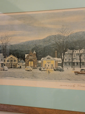 Rare Hand Signed Norman Rockwell "Stockbridge, Main Street At Christmas" 1967.