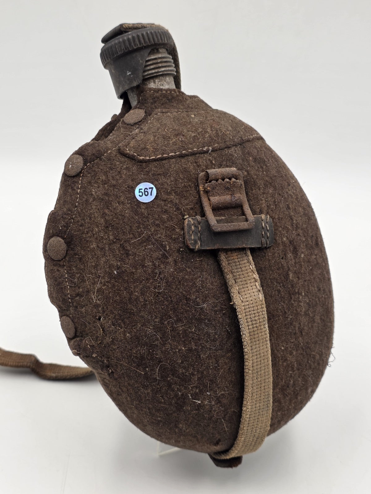 Original WWII German Army M31 Feldflasche Canteen MN42 1942 Felt Cover Wehrmacht