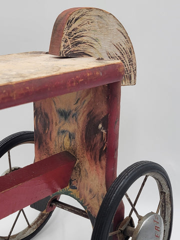 Antique Gong Bell Co Child's Riding Horse Wooden Toy Handmade WoodWheels1920's