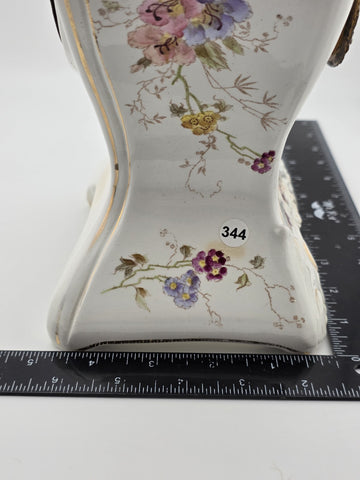 Antique 19th C Ansonia Royal Bonn China Porcelain Floral Shelf Clock Great Cond.