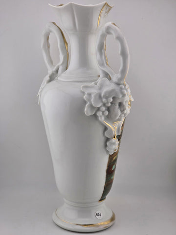 Antique 19thC Hand Painted Porcelain Vase Romantic Scene Gold Gilt Paris Style