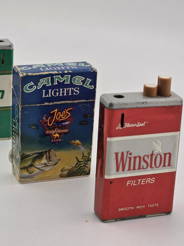 Lot Of 4 Vintage Cigarette Pack Lighters Camel Salem Winston Novelty. Untested.