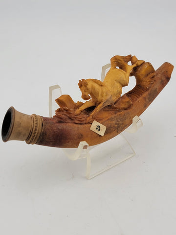 Antique 19th C Horse Theme German Meerschaum Cigarette Holder W Original Case.