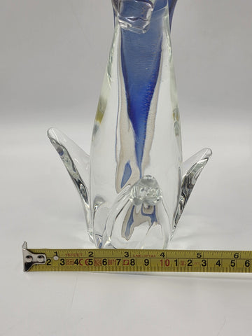 Vintage Murano Art Glass Cockatoo Parrot 18" Blue Gold Aventurine Formia Italy