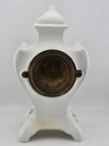 Antique 19th C Ansonia Royal Bonn China Porcelain Floral Shelf Clock Great Cond.