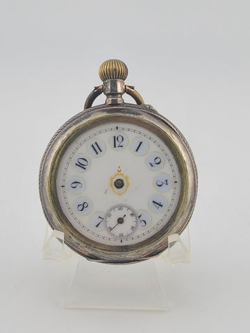 Antique French Silver Pocket Watch Cylindre 6 Rubis Running c1880. Missing Arms