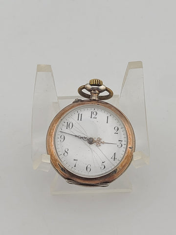 Rare Antique European 800 Silver Pocket Watch C1890 Enamel Dial 33mm. Working.