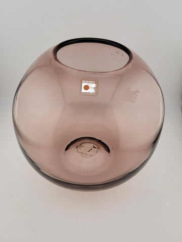 BLENKO Art Glass Round Ball Jar/Vase PURPLE AMETHYST FISH BOWL Style (Heavy)