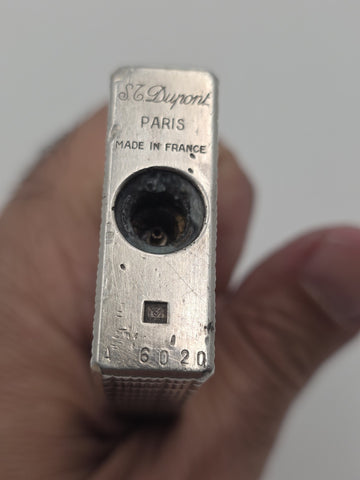 Rare Vintage S.T. Dupont Paris Large Table Lighter Silver Guilloche France 6"