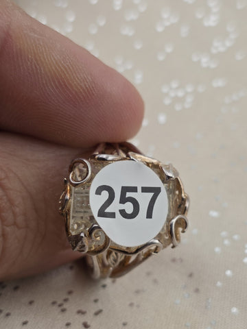 Rare Sterling Silver 925 Carved Rock Crystal Cross Intaglio Ring Statement Sz 9