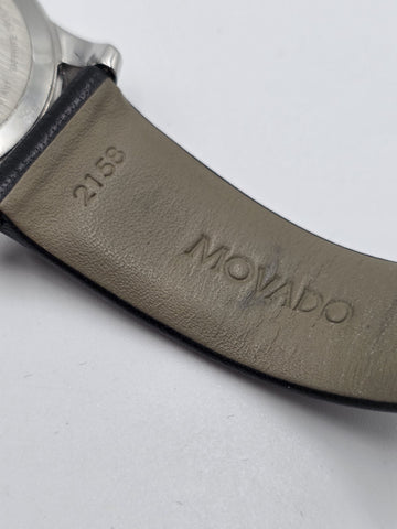 Movado Museum Classic 40mm Swiss Quartz Black Dial Sapphire Crystal Watch. Works