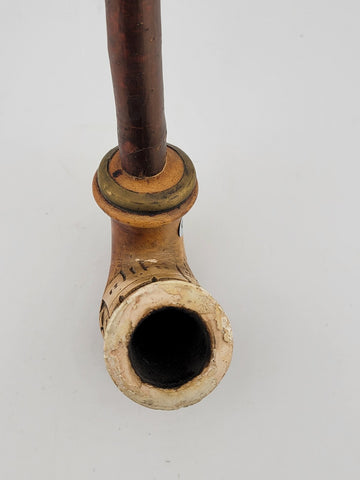 Rare Antique German Carved Meerschaum Pipe Bowl 1800 Horse Design W Long Stem.