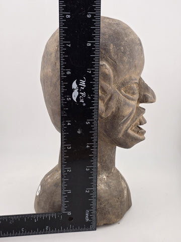 Antique Authentic African Songye Style Tribal Carved Wooden Head Sculpture 9 in
