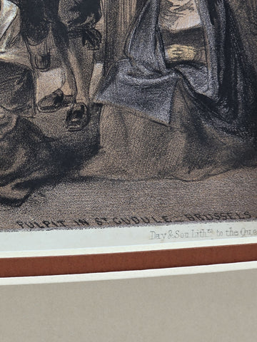 Pulpit in St. Gudule” 19th C British Lithograph Day & Son Queen’s Printer. 20x16