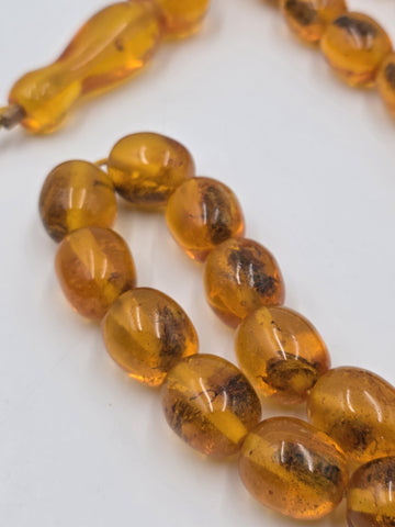 Vintage 33 Large Beaded Amber Islamic Prayer Beads Misbaha Tasbih Large Cognac