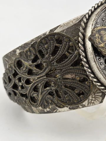 Vintage Gourgeous Ollipop Bronze and Black Tone Butterfly Cuff Bracelet USA