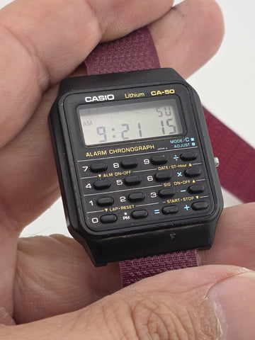 Vintage Casio CA-50 Digital Men's 8-Digit Calculator Dual Time Watch Japan Works