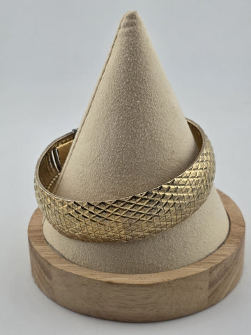 Veronese Wide Diamond Cut Flexible Bangle Bracelet Gold Over Sterling Silver.