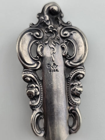Vintage Sterling Silver Floral Scrollwork Flatware Handle Pendant Necklace 15.8g
