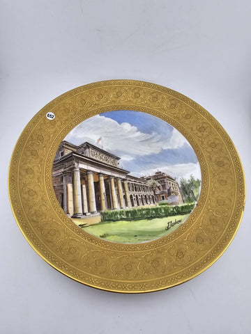 VINTAGE GERMAN LORENZ HUTSCHENREUTHER PORCELAIN 9.5" PLATES. 24k Gold Plated.
