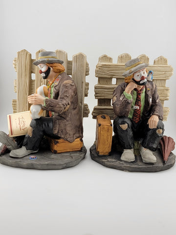 Vintage The Emmett Kelly JR Signature Collection Figurine Bookends Flambro