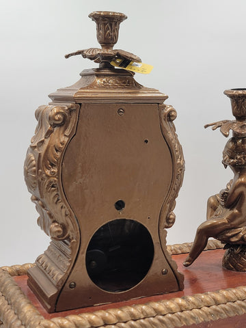 Antique 19th c. F Kroeber Clock Co New York Figural Mantle Clock W Drawer. Works