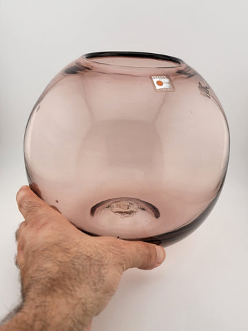 BLENKO Art Glass Round Ball Jar/Vase PURPLE AMETHYST FISH BOWL Style (Heavy)