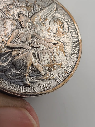 1936 Texas Independence Centennial Half Dollar Coin Ring Remember the Alamo.