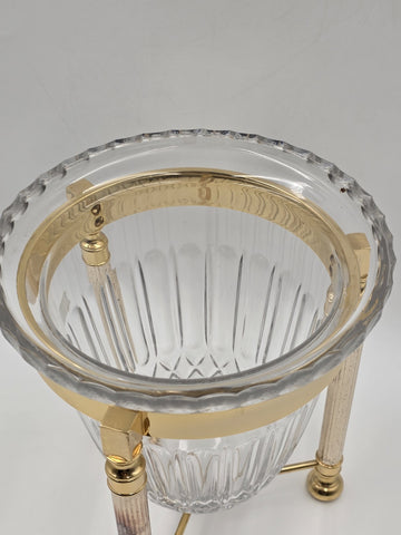 Design Guild Crystal Champagne Chiller Vertical Cut with Stand Brass Barware
