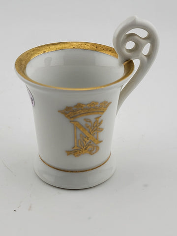 Antique Napoleon P.V. Czechoslovakia swan handle demi cup and saucer. VG Cond.