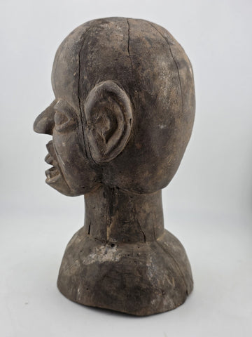 Antique Authentic African Songye Style Tribal Carved Wooden Head Sculpture 9 in