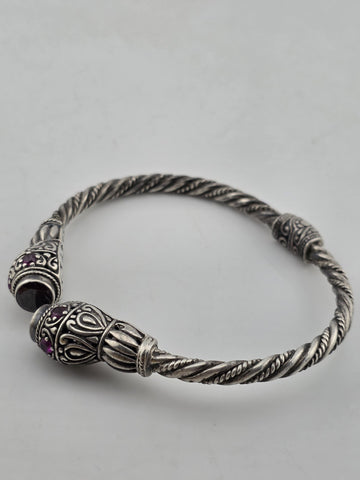 925 Sterling Silver Handmade Tribal Kada Bangle Bracelet Unisex Vintage