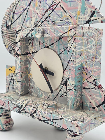 Rare Vintage Richard Birkett Memphis Style Fantasy Splatter Paint Clock. Signed.