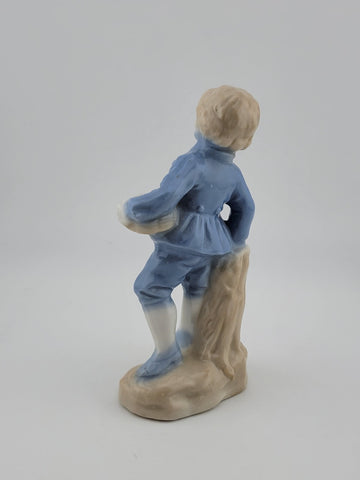 Antique Jens M. Jensen porcelain figure / Aalborg / boy with basket / Denmark #I
