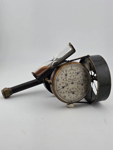 Antique No.1974 Brass Air Meter Anemometer w/ Sand Timer, Circa 1900 Mining Tool