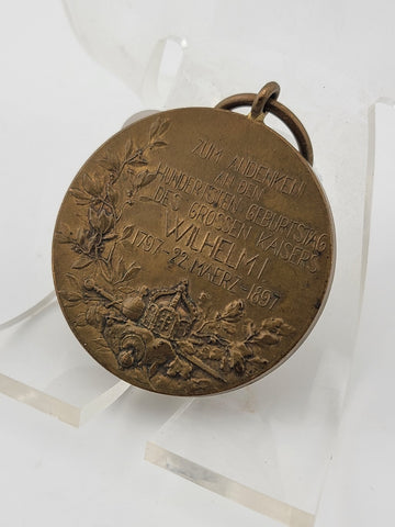 1897 GERMAN STATES PRUSSIA KING WILHELM I 100 Years Genuine Antique Medal