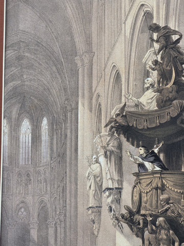 Pulpit in St. Gudule” 19th C British Lithograph Day & Son Queen’s Printer. 20x16