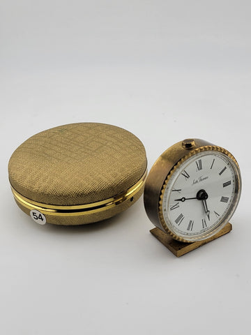 Vintage Seth Thomas Travel Alarm Clock With Original Clam Shell Case Germany