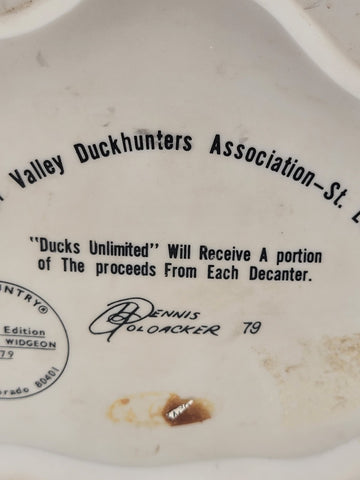SKI COUNTRY WIDGEON BANDED DUCK MINI PORCELAIN DECANTER BOTTLE 1979 EMPTY