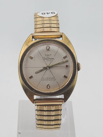 Waltham 17 Jewels Shock Resistant 1970's Watch Sunburst Mens Gold Plated. Read.