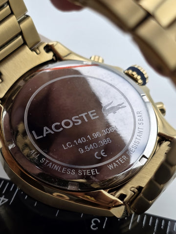 New Lacoste Men's Tiebreaker Chrono Watch - Blue With Gold Plated Bracelet Works