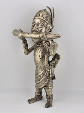 Rare Set Of 3 Monumental 19th C African Benin Oba Warrior Bronze Sculptures