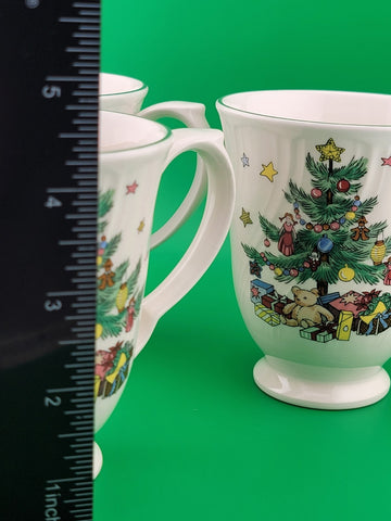 3 Vintage Christmas Mugs Holiday Coffee Cups Happy Holidays Nikko Japan