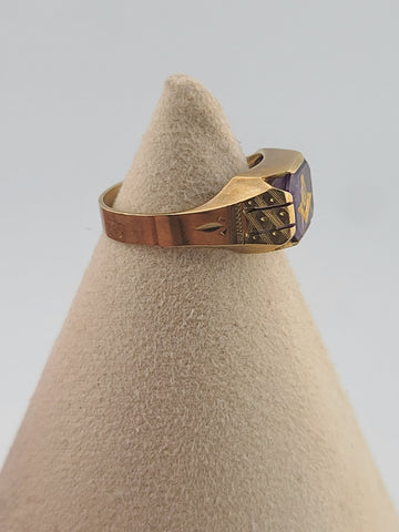 Vintage Mens 10k Solid Gold Masonic With Ruby Ring Size 9 Weight 4.3 Grams