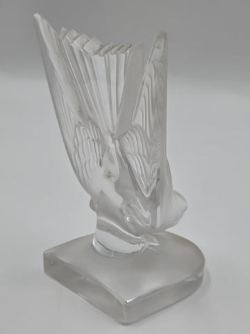 Vintage Lalique Crystal Deaux Hirondelles Swallows Paperweight Bookend Signed