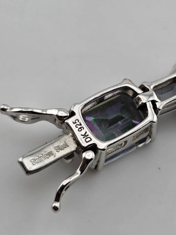 Mystic Topaz Rainbow Tennis Bracelet & Matching Ring. Sterling Silver 925.