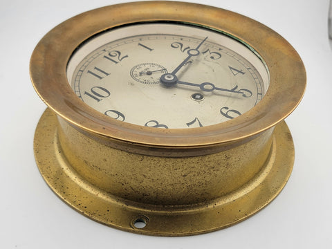 Rare Antique WW1 Chelsea Brass Ships Clock 6" Dial US. Navy Circa 1910. Working.