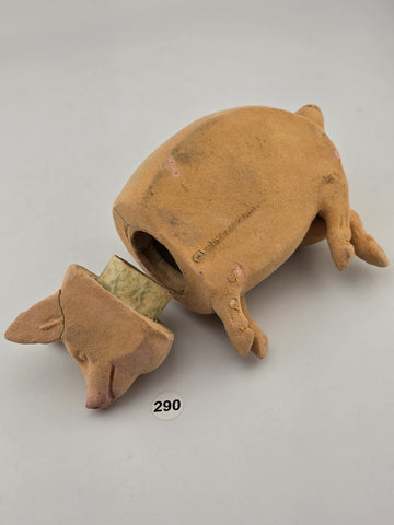 Antique C1890 Pink German Paper Mache Folk Art Composition Pig Candy Container
